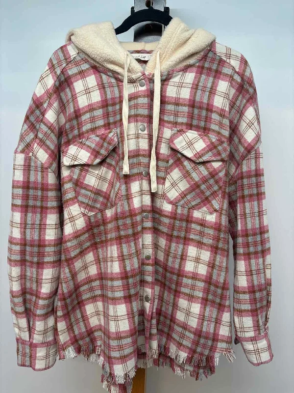 New In Women's Size 1X Pink Plaid Jacket