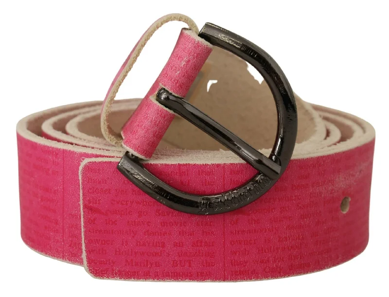 John Galliano Leather Letter Logo Round Buckle Waist Women's Belt