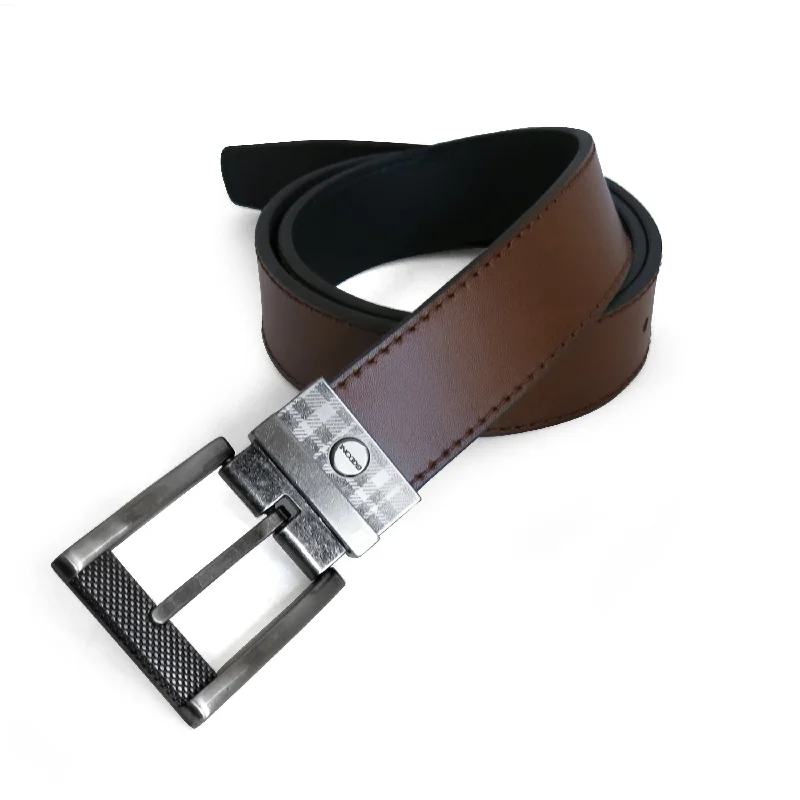 Mel Textured Buckle Reversible Leather Belt