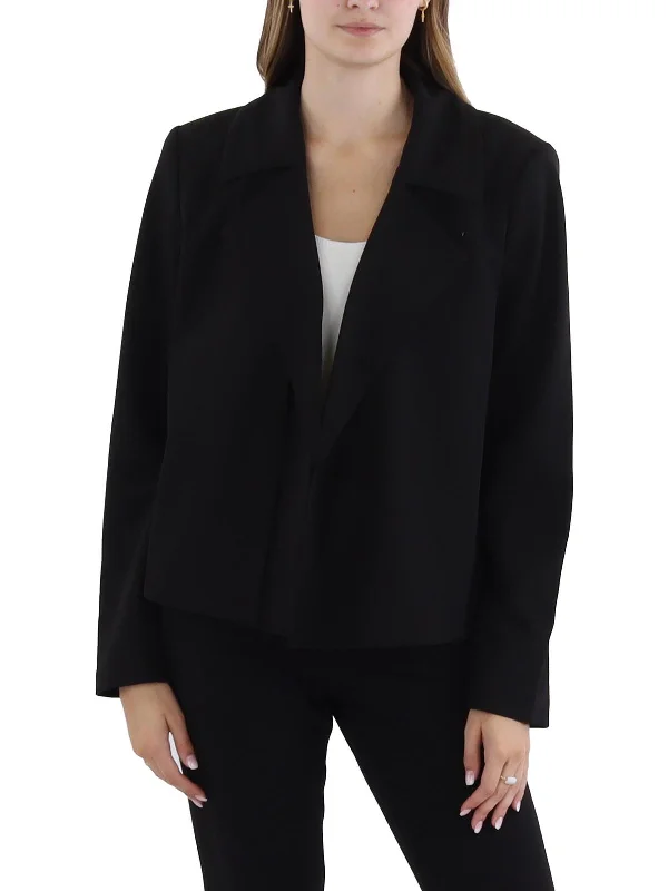 Womens Cropped Business Open-Front Blazer