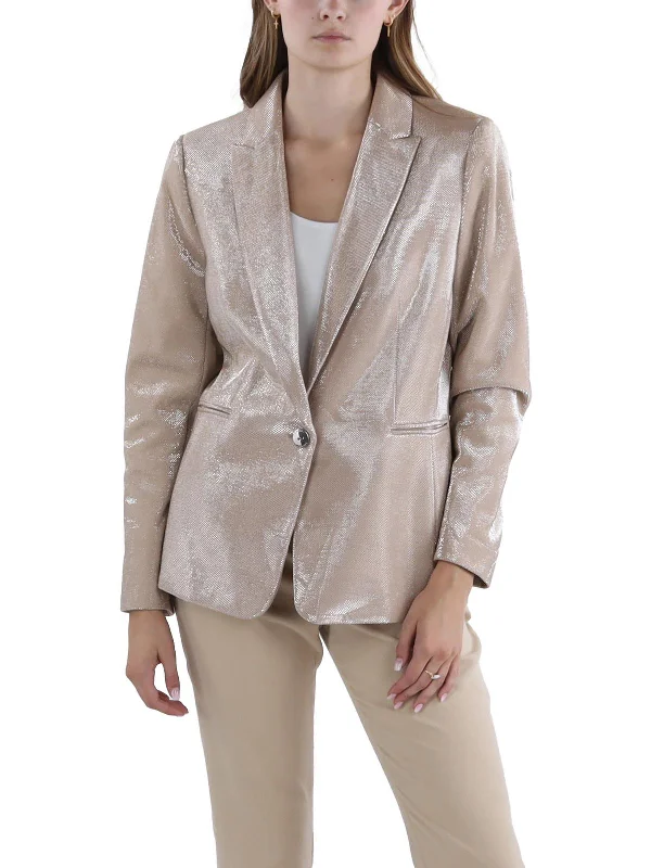 Womens Textured Special Occasion One-Button Blazer