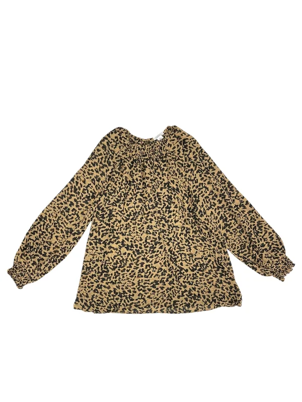 Top Long Sleeve By Ava & Viv In Animal Print, Size: 2x