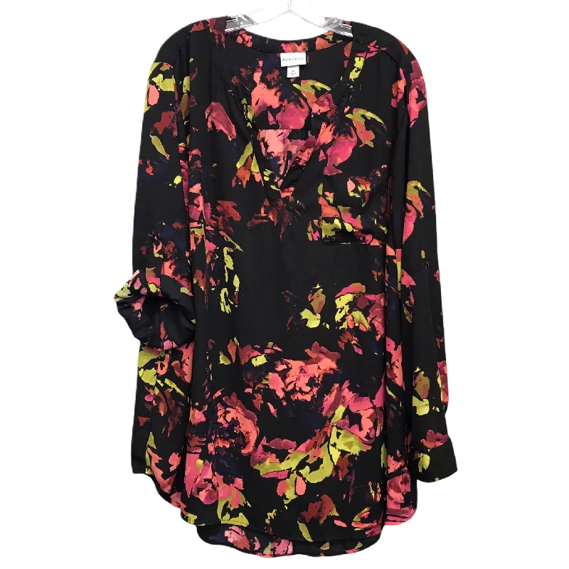 Top Long Sleeve By Ava & Viv In Floral Print, Size: 3x